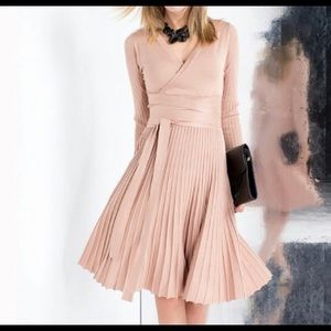 Pleated knit wrap dress